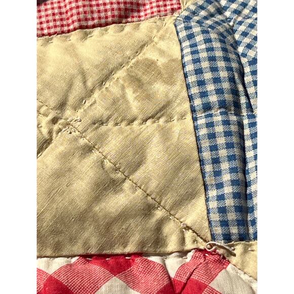 Vintage Crazy Ann Pinwheel Quilt 72x88 Gingham Cottage Farmhouse Grandmillenial - Picture 6 of 11